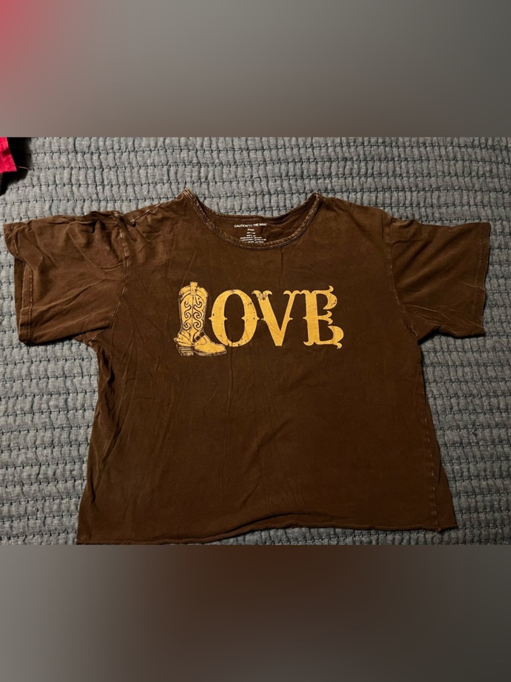 Brown  Cropped Western Tee
